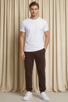 Kapalı Yaka Basic Erkek T-shirt Beyaz - Yılın Fırsatı