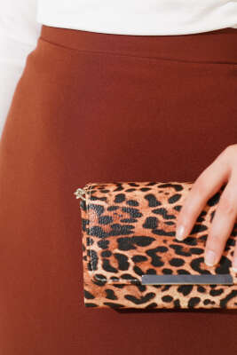 Kapalı Yırtmaçlı Kalem Etek Kahve - Uzun Etek