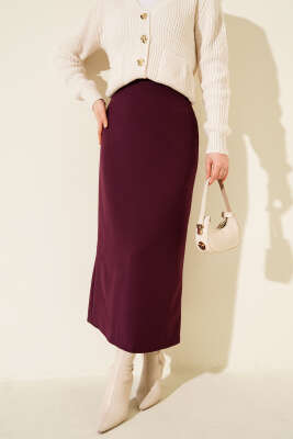 Kapalı Yırtmaçlı Kalem Etek Mor - MISRA