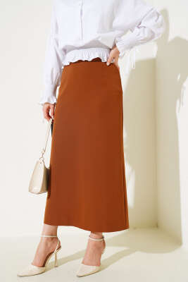 Kapalı Yırtmaçlı Kalem Etek Taba - Uzun Etek