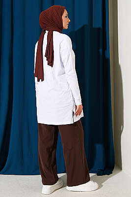Kapı Baskılı Basic Tunik Beyaz - Tunik