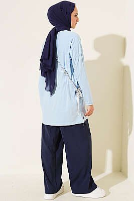 Kapı Baskılı Basic Tunik Mavi - Tunik