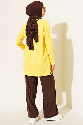 Kapı Baskılı Basic Tunik Sarı - Tunik