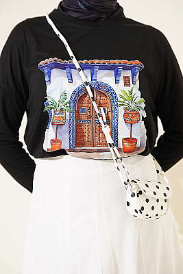 Kapı Baskılı Basic Tunik Siyah - Tunik