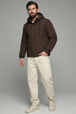 Kapitone Astarlı Kapüşonlu Mont Kahve - Erkek Mont