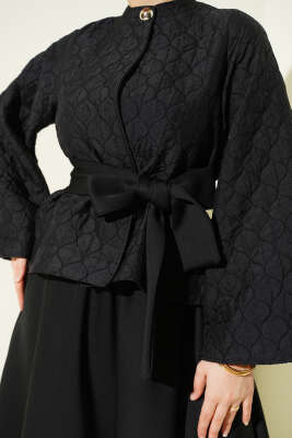 Kapitone Ceketli Etekli İkili Takım Siyah - İkili Takım