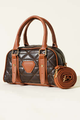 Kapitone Detay Fermuarlı Çanta Acı Kahve - GÜZEL ÇANTA