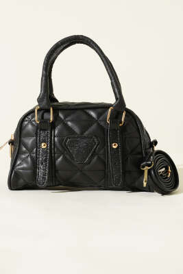 Kapitone Detay Fermuarlı Çanta Siyah - Kol Çantası