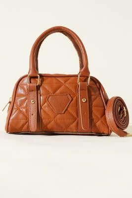 Kapitone Detay Fermuarlı Çanta Taba - Kol Çantası