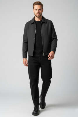 Kapitone Fermuarlı Kaşe Mont Antrasit - Günün Seçilenleri