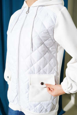 Kapitone Garnili Scuba Kap Beyaz - Dış Giyim&Mont