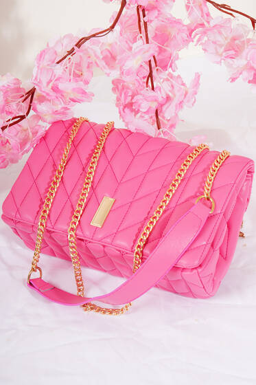 Kapitone Kalıp Omuz Çanta Fusya - Kol Çantası