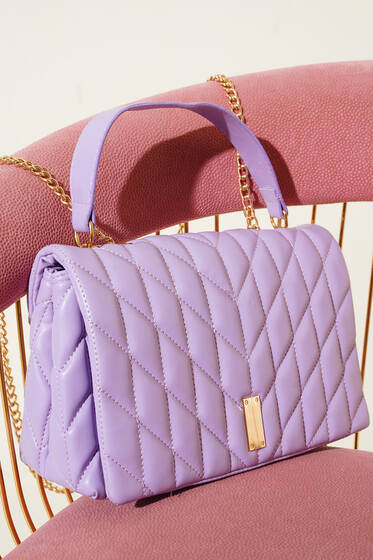 Kapitone Kalıp Omuz Çanta Lila - Kol Çantası