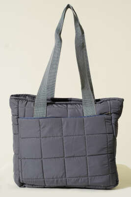 Kapitone Puffer Tote Çanta Füme - GÜZEL ÇANTA