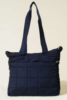 Kapitone Puffer Tote Çanta Lacivert - GÜZEL ÇANTA