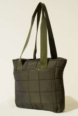 Kapitone Puffer Tote Çanta Zümrüt - Kol Çantası
