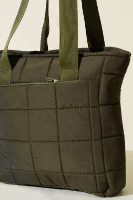 Kapitone Puffer Tote Çanta Zümrüt - Kol Çantası