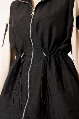 Kapitone Yelekli Fermuarlı Üçlü Takım Siyah - İkili Takım