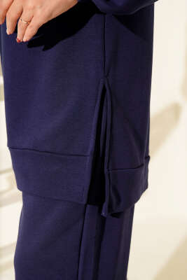 Kapşonlu Fermuar Detaylı İkili Takım Lacivert - İkili Takım