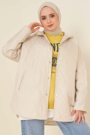 Kapşonlu Kapitone Mont Taş - Mont