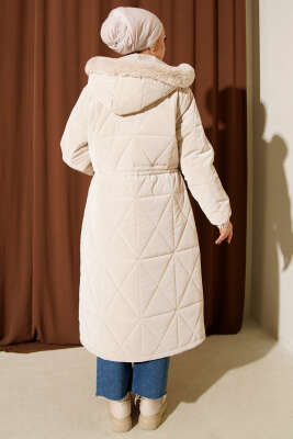 Kapüşonlu Baklava Kapitone Uzun Mont Taş - Mont