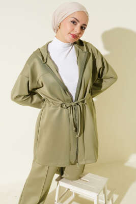 Kapüşonlu Bel Tünelli Bağcıklı İkili Takım Çağla Yeşili - Scuba Ürünler