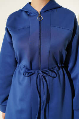 Kapüşonlu Bel Tünelli Bağcıklı İkili Takım Lacivert - İkili Takım