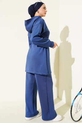Kapüşonlu Bel Tünelli Bağcıklı İkili Takım Lacivert - Scuba Ürünler