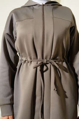 Kapüşonlu Bel Tünelli Bağcıklı İkili Takım Vizon - İkili Takım