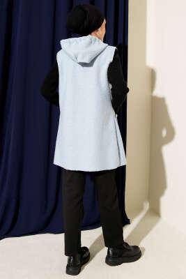 Kapüşonlu Buklet Yelek Bebe Mavi - Yelek