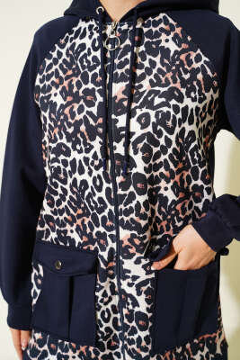 Kapüşonlu Cepli Leoparlı Scuba İkili Takım Lacivert - İkili Takım