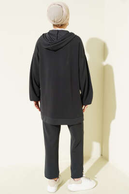 Kapüşonlu Cepli Loyşa İkili Takım Antrasit - İkili Takım