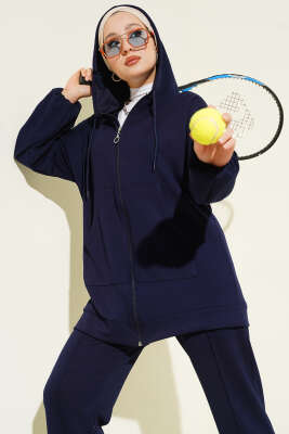 Kapüşonlu Cepli Loyşa İkili Takım Lacivert - İkili Takım