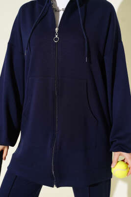 Kapüşonlu Cepli Loyşa İkili Takım Lacivert - İkili Takım