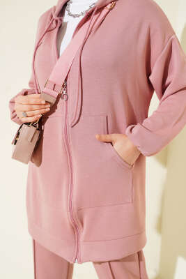 Kapüşonlu Cepli Loyşa İkili Takım Pudra - İkili Takım