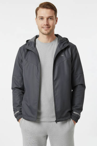 Kapüşonlu Cepli Mevsimlik Erkek Mont Füme - Erkek Mont