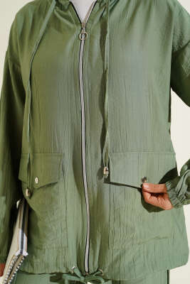 Kapüşonlu Çift Torba Cepli İkili Takım Çağla Yeşili - İkili Takım