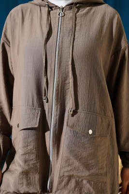 Kapüşonlu Çift Torba Cepli İkili Takım Vizon - İkili Takım