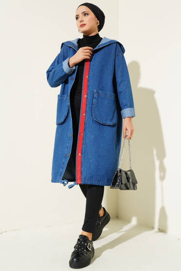 Kapüşonlu Çıtçıtlı Kot Ceket Kot - Ceket