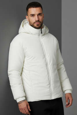 Kapüşonlu Erkek Şişme Mont Ekru - BY MAMİ