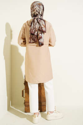 Kapüşonlu Fermuar Detaylı Araboy Kap Bej - Dış Giyim&Mont