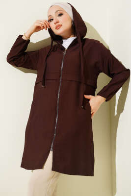 Kapüşonlu Fermuar Detaylı Araboy Kap Kahve - FİXAY