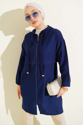 Kapüşonlu Fermuar Detaylı Araboy Kap Lacivert - FİXAY