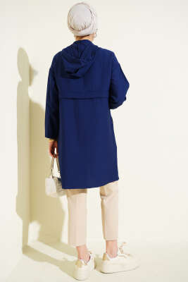 Kapüşonlu Fermuar Detaylı Araboy Kap Lacivert - Dış Giyim&Mont