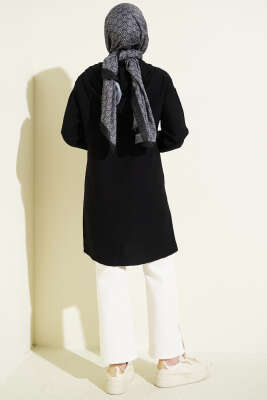 Kapüşonlu Fermuar Detaylı Araboy Kap Siyah - Dış Giyim&Mont