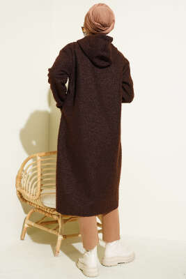 Kapüşonlu Fermuarlı Buklet Kap Kahve - Dış Giyim&Mont