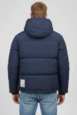 Kapüşonlu Fermuarlı Erkek Şişme Mont Lacivert - Yeni Erkek Giyim