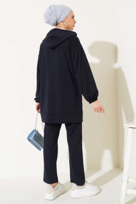 	 Kapüşonlu Fermuarlı İkili Takım Lacivert - İKİLİ TAKIM