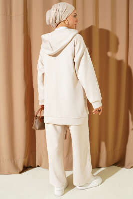 Kapüşonlu Fermuarlı Scuba İkili Takım Bej - Scuba Ürünler