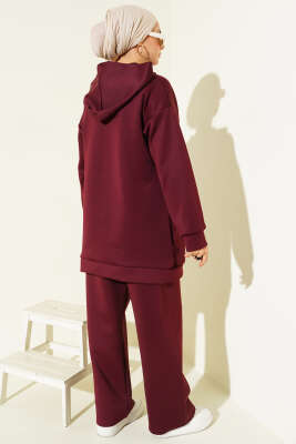 Kapüşonlu Fermuarlı Scuba İkili Takım Bordo - Scuba Ürünler